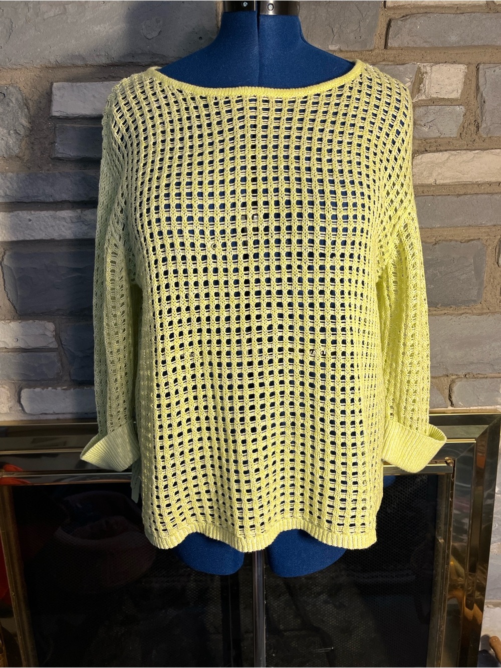 J Jill beautiful open work lime green summer sweater Size M (can fit up to XL)